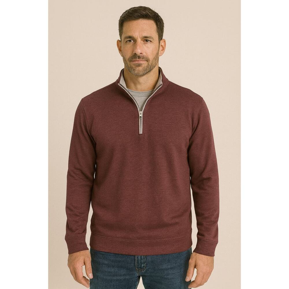 Medium Men's AHEAD USA 1/4-Zip Fleece Pullover Heather Wine Color